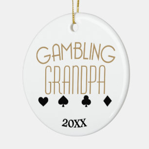 Gambling Grandpa Ceramic Ornament
