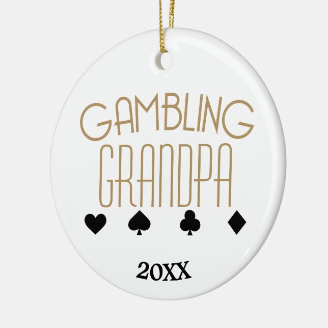 Gambling Grandpa Ceramic Ornament (Left)