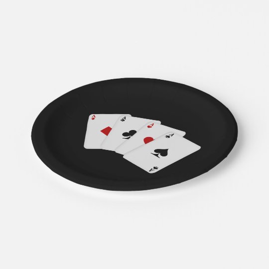 Gambling party paper plate playing cards