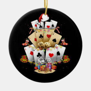 Gambling Poker Game Xmas Lighting Christmas Tree A Ceramic Ornament
