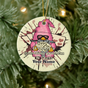 Gambling problem gnome ceramic ornament
