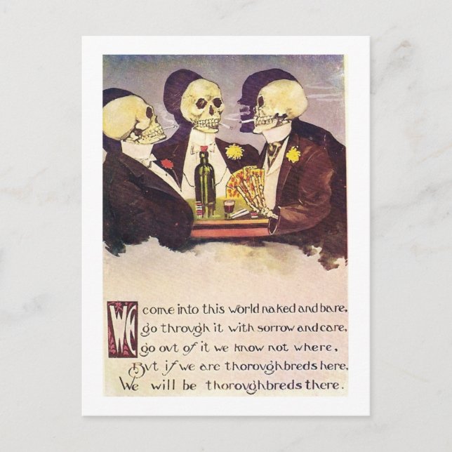 Gambling skeletons vintage image postcard (Front)