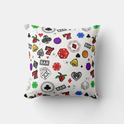 Gambling Slots Fruit Machine Bars Lucky Sevens Spi Throw Pillow