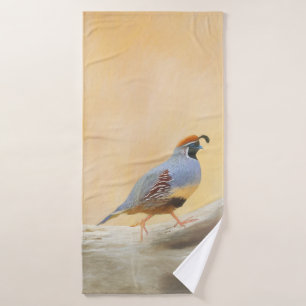 Gambrel's Quail Painting Original Bird Art Bath Towel