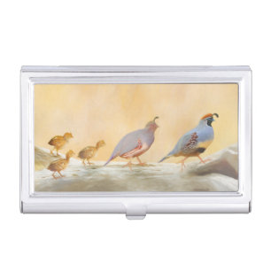 Gambrel's Quail Painting Original Bird Art Business Card Case