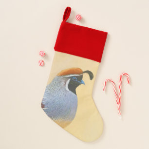 Gambrel's Quail Painting Original Bird Art Christmas Stocking