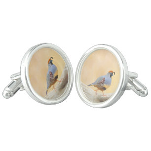 Gambrel's Quail Painting Original Bird Art Cufflinks