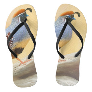 Gambrel's Quail Painting Original Bird Art Flip Flops