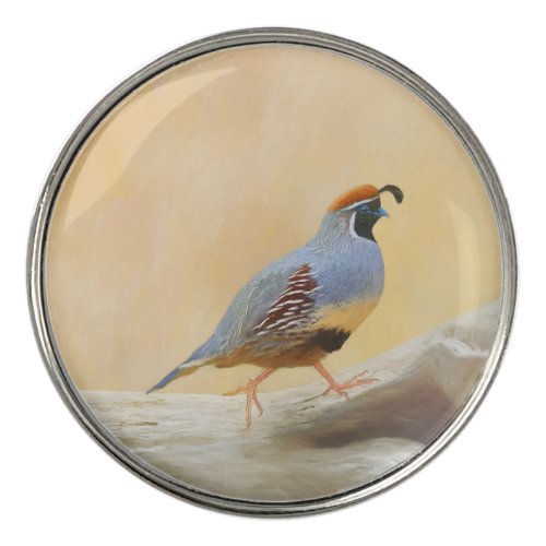 Gambrels Quail Painting Original Bird Art Golf Ball Marker