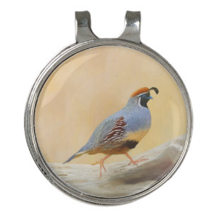 Gambrel's Quail Painting Original Bird Art Golf Hat Clip