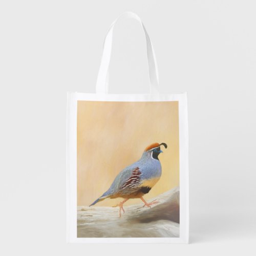 Gambrels Quail Painting Original Bird Art Grocery Bag