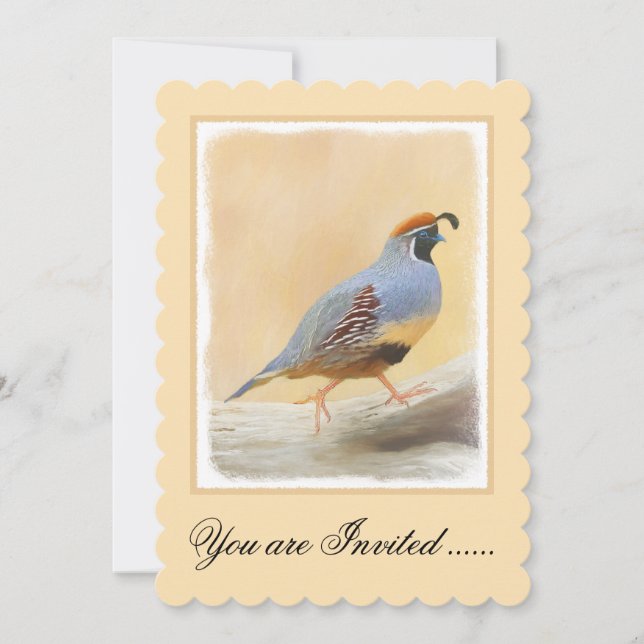 Gambrel's Quail Painting Original Bird Art Invitation (Front)