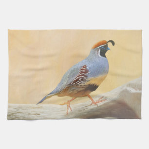 Gambrel's Quail Painting Original Bird Art Kitchen Towel