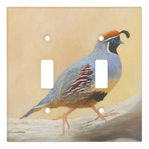 Gambrel's Quail Painting Original Bird Art Light Switch Cover