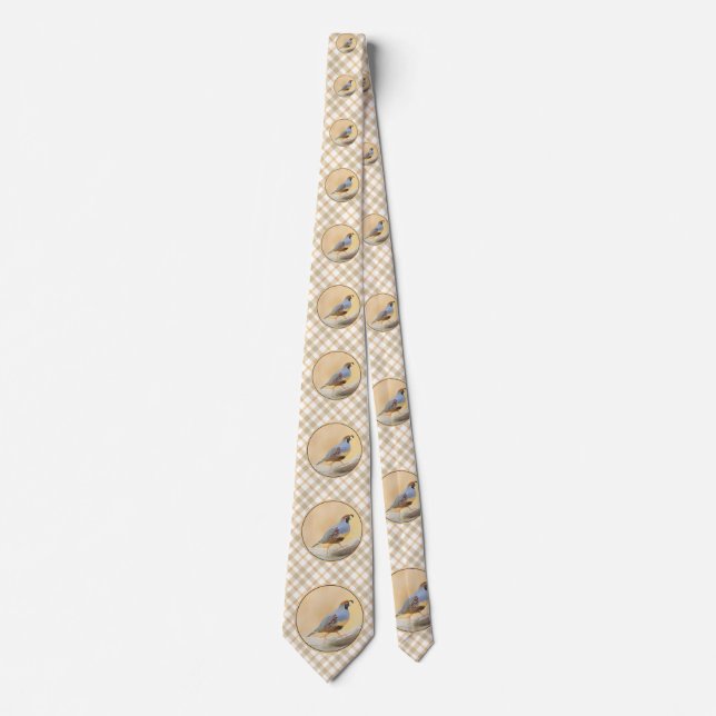 Gambrel's Quail Painting Original Bird Art Neck Tie (Front)