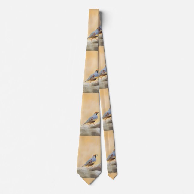 Gambrel's Quail Painting Original Bird Art Neck Tie (Front)