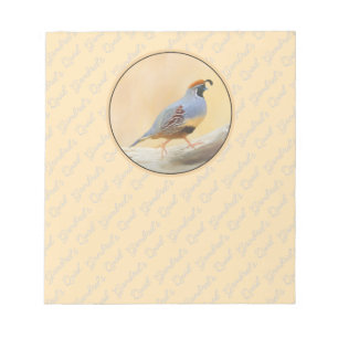 Gambrel's Quail Painting Original Bird Art Notepad