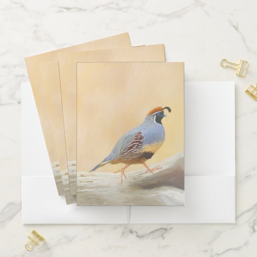 Gambrels Quail Painting Original Bird Art Pocket Folder