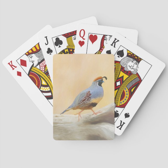 Gambrel's Quail Painting Original Bird Art Poker Cards (Back)