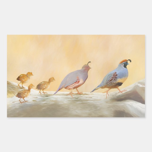 Gambrel's Quail Painting Original Bird Art Rectangular Sticker (Front)