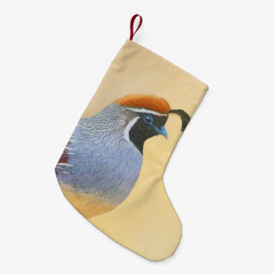 Gambrel's Quail Painting Original Bird Art Small Christmas Stocking