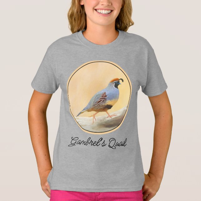 Gambrel's Quail Painting Original Bird Art T-Shirt (Front)