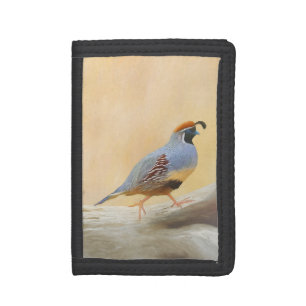 Gambrel's Quail Painting Original Bird Art Trifold Wallet