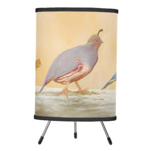Gambrel's Quail Painting Original Bird Art Tripod Lamp