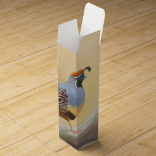 Gambrel's Quail Painting Original Bird Art Wine Box