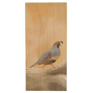 Gambrel's Quail Painting Original Bird Art Wood Flash Drive