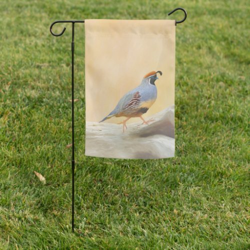 Gambrels Quail Painting  _ Original Wild Bird Art Garden Flag