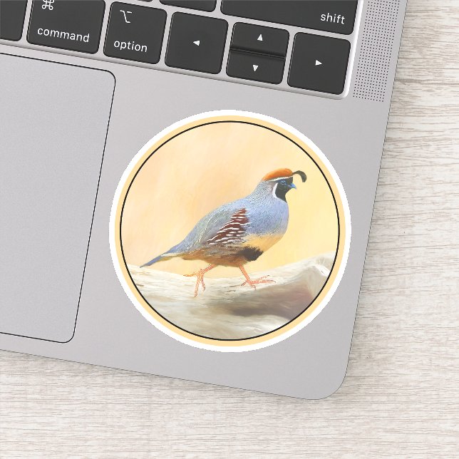 Gambrel's Quail Painting  - Original Wild Bird Art Sticker (Detail)