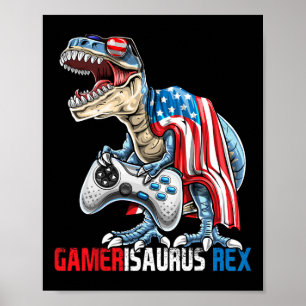 Game 4th Of July T Rex Dinosaur Amerisaurus Rex Bo Poster