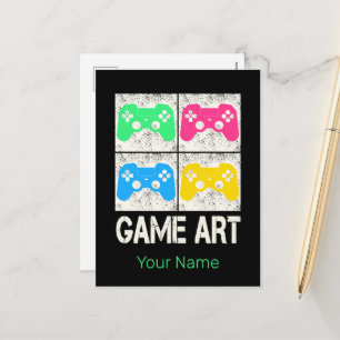 Game Art Vintage Gamepad Retro Controller Gamers Holiday Postcard