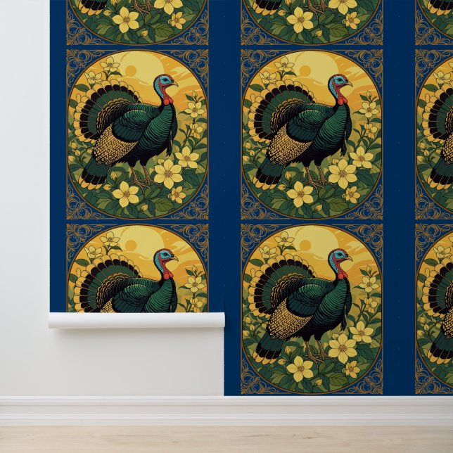 Game Bird Wild Turkey And Jasmine Flowers Wallpaper (Application)