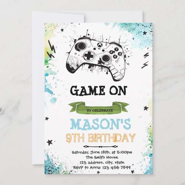 Game boy theme invitation (Front)