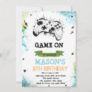 Game boy theme invitation