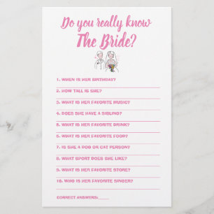 Game Card Do you really know The Bride Flyer