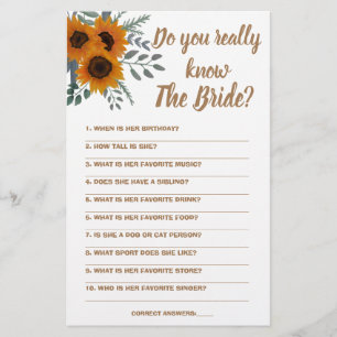Game Card Do you really know The Bride Flyer