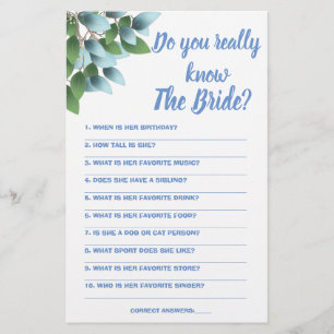 Game Card Do you really know The Bride Flyer