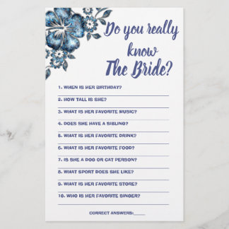 Game Card Do you really know The Bride  Flyer
