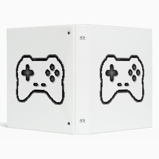 Game Controller Black White 8bit Video Game Style Binder (Background)