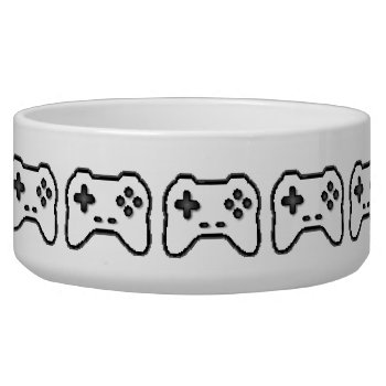 Game Controller Black White 8bit Video Game Style Bowl by warrior_woman at Zazzle