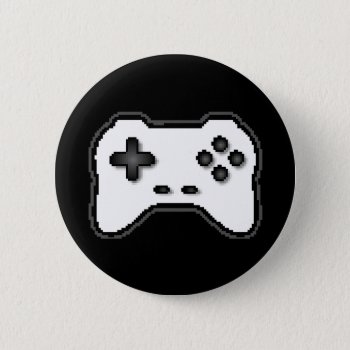 Game Controller Black White 8bit Video Game Style Button by warrior_woman at Zazzle