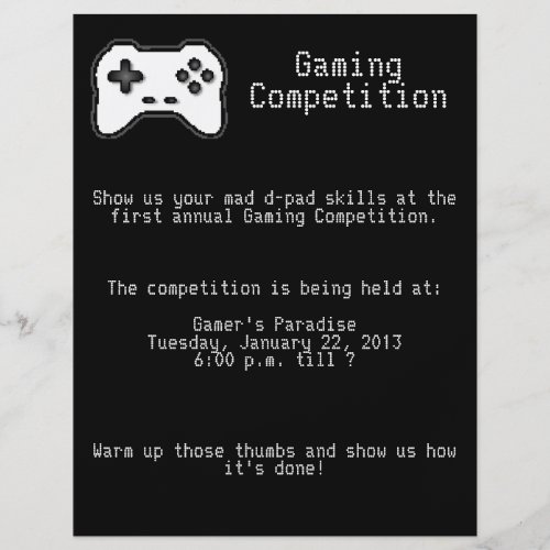 Game Controller Black White 8bit Video Game Style Flyer