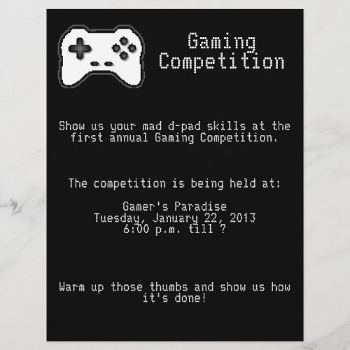 Game Controller Black White 8bit Video Game Style Flyer