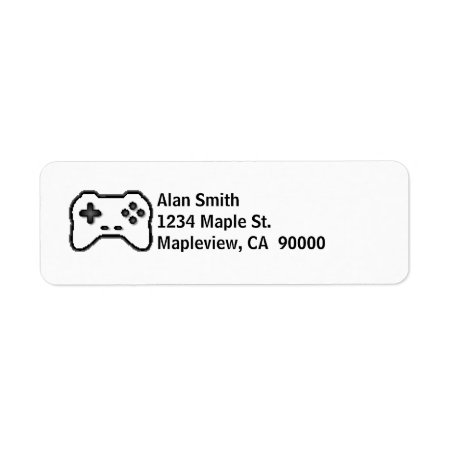 Game Controller Black White 8bit Video Game Style Label