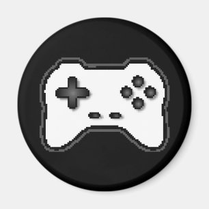 Game Controller Black White 8bit Video Game Style Magnet