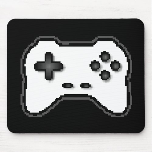 Game Controller Black White 8bit Video Game Style Mouse Pad