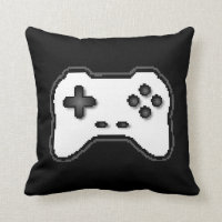 Game Controller Black White 8bit Video Game Style Throw Pillow